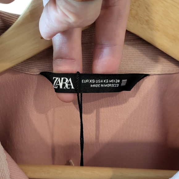 Zara Pink Ruffle Flowy XS Jacket NWT full button up boho Spring winter fall - Picture 5 of 10